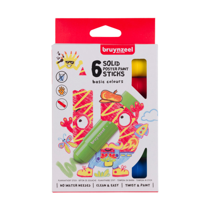 Plakkaatverf sticks Bruynzeel Basic 6 kleuren