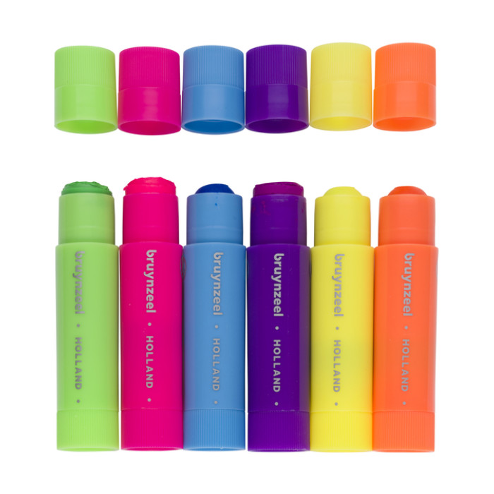 Verfstiften Bruynzeel Kids set à 6 neonkleuren