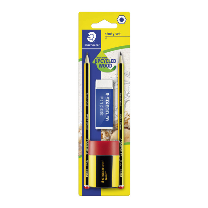 Schrijfset Staedtler inhoud 2 Noris potloden HB en gum en slijper 4 stuks