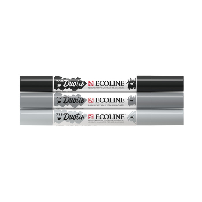 Duotip Talens Ecoline set à 3 stuks zwart en grijs