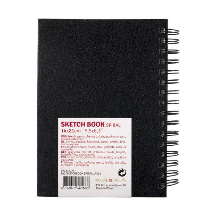 Schetsboek Talens Art Creation 80 witte vellen 110gr 140x210mm spiraal zwart