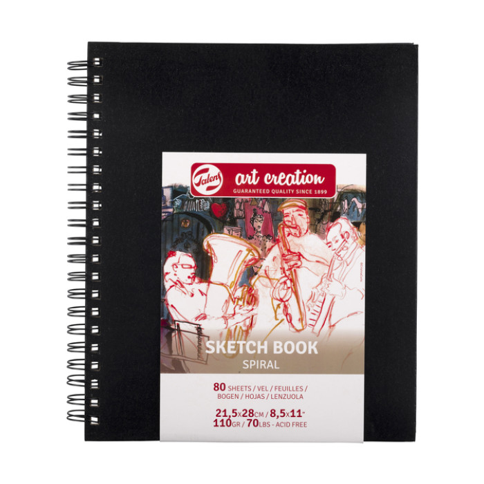 Schetsboek Talens Art Creation 80 witte vellen 110gr 210x280mm spiraal zwart