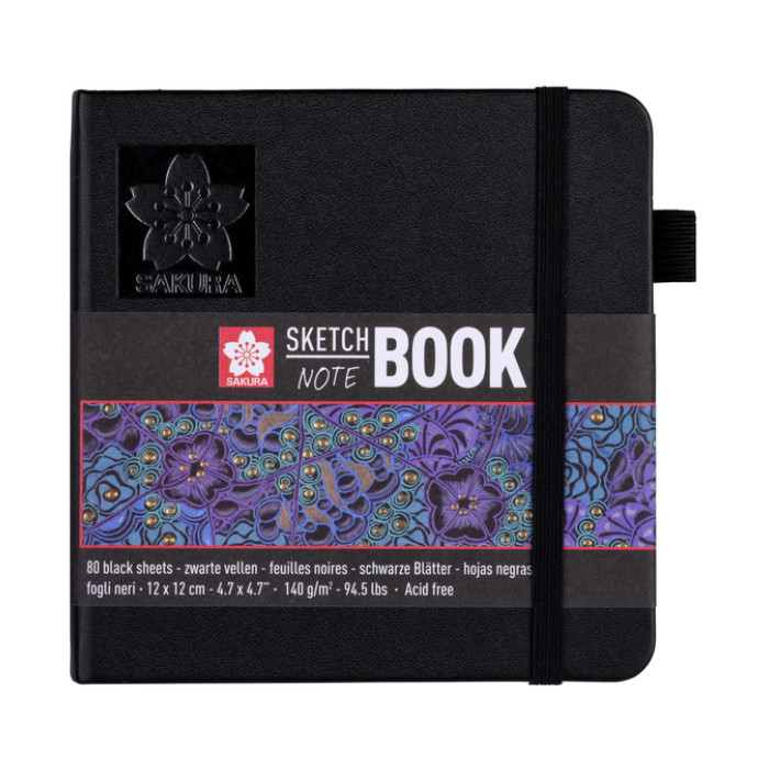 Schetsboek Sakura 80 zwarte vellen 140gr 120x120mm zwart