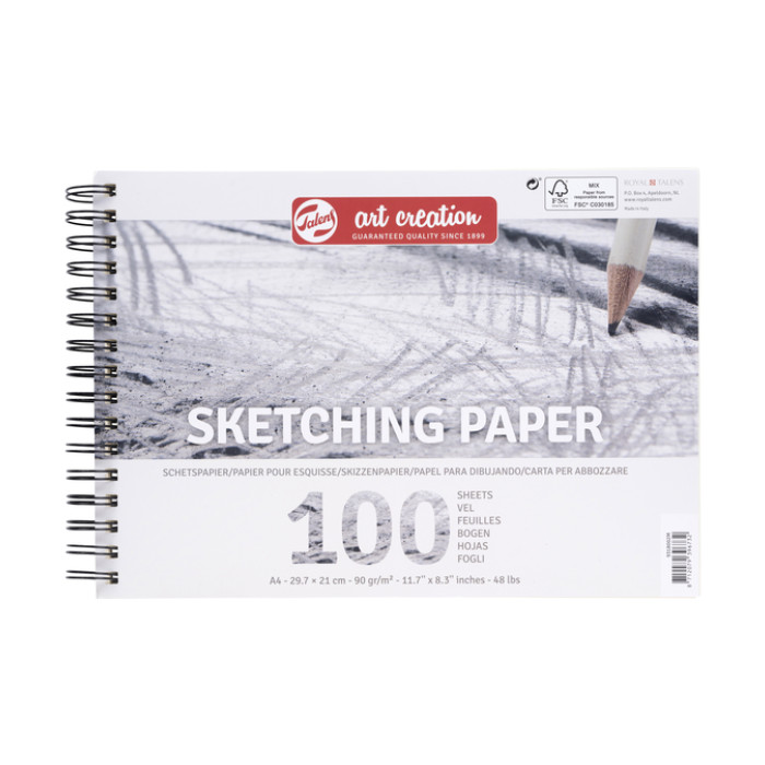 Schetspapier Talens Art Creation 100 witte vellen 90gr 297x210mm grijs