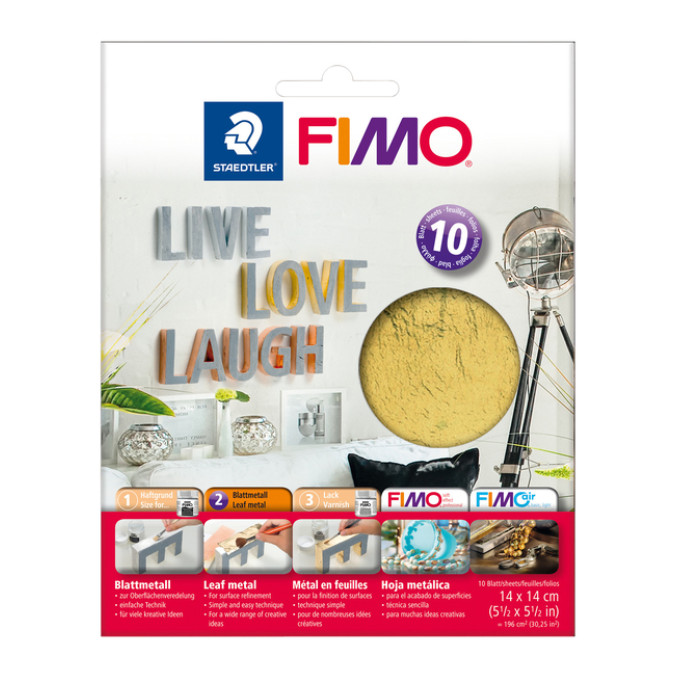Bladmetaal Fimo 14x14cm 10vel goud