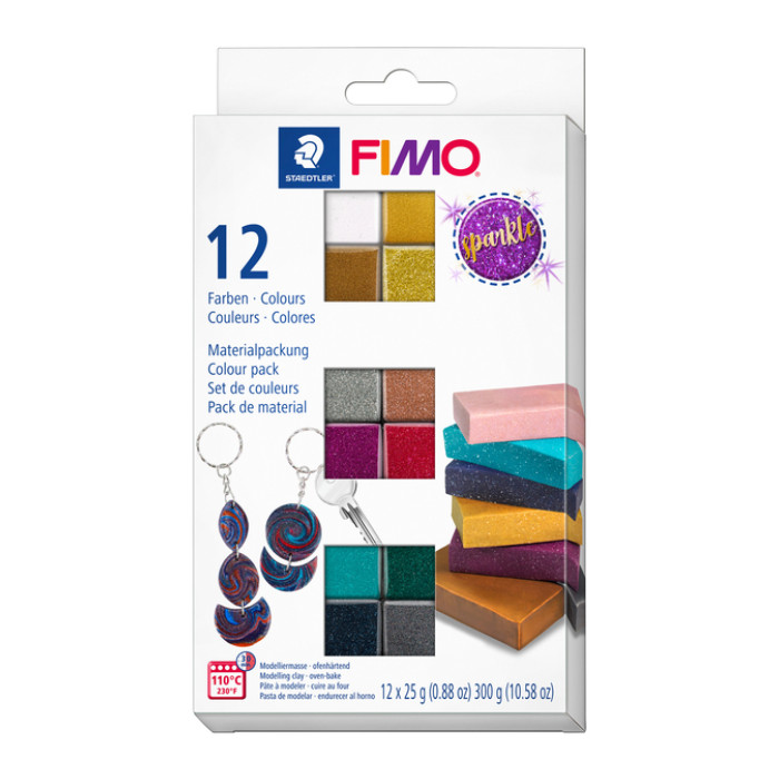 Klei Fimo effect colour pak à 12 sparkelende kleuren