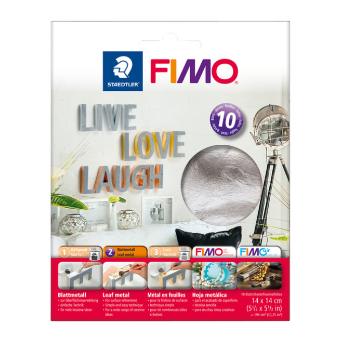 Bladmetaal Fimo 14x14cm 10vel zilver