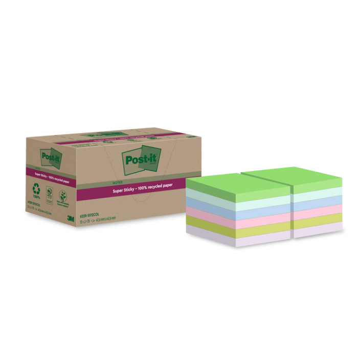 Memoblok Post-it 622 RSS12COL 47,6x47,6mm colour 12 stuks