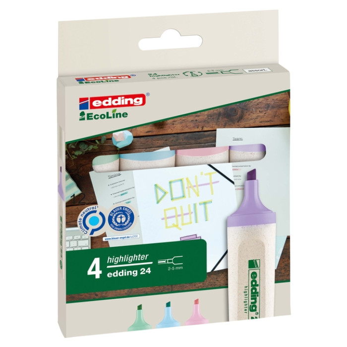 Markeerstift edding 24 EcoLine pastel assorti set à 4 stuks