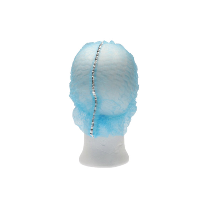 Haarnet CMT clip non-woven L 53cm met detectie strip PP blauw 100 stuks