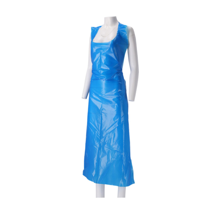 Schort CMT 125x80cm 25mu geruwd op rol PE blauw 100 stuks