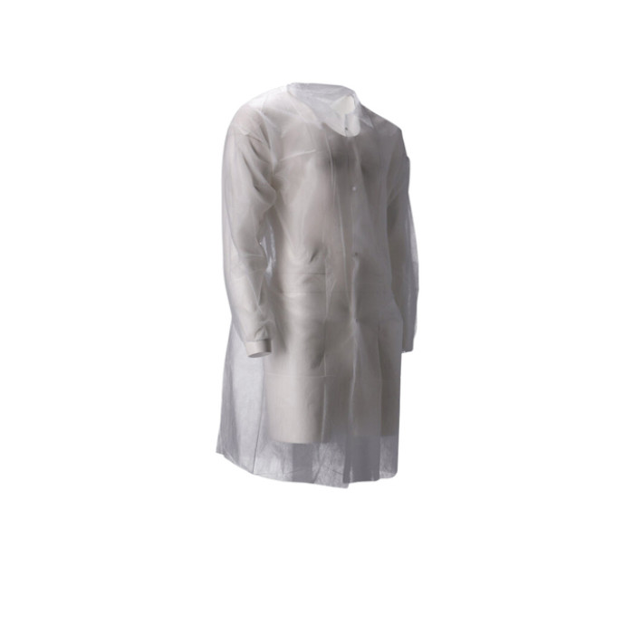 Bezoekersjas CMT L non-woven drukknopen 104cm lang PP wit 100 stuks