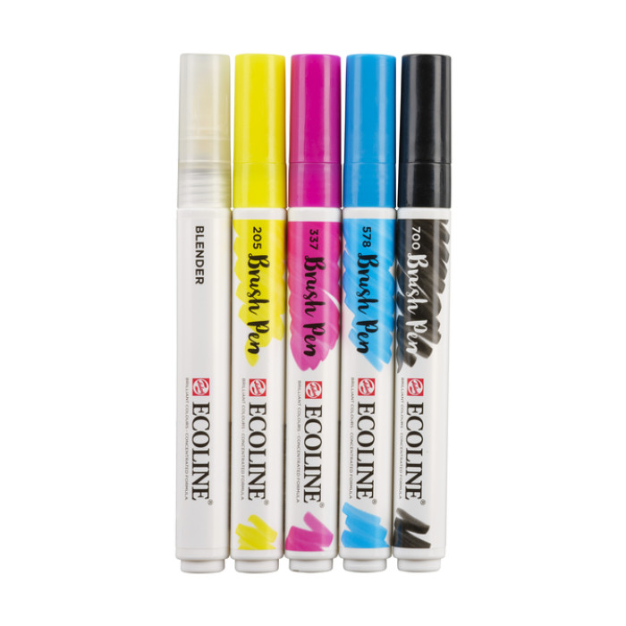 Brushpen Talens Ecoline set à 5 stuks primair