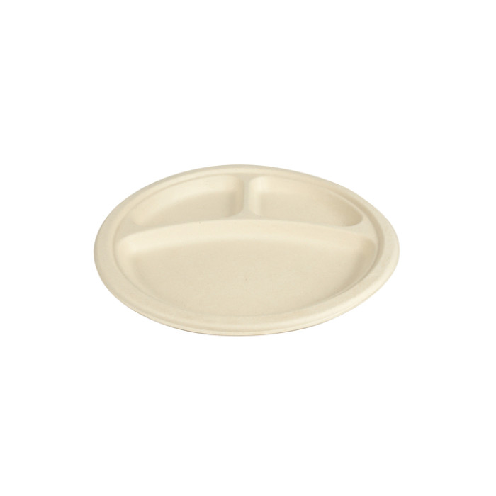 Bord IEZZY 260mm 3 vaks suikerriet PFAS-vrij naturel 50 stuks