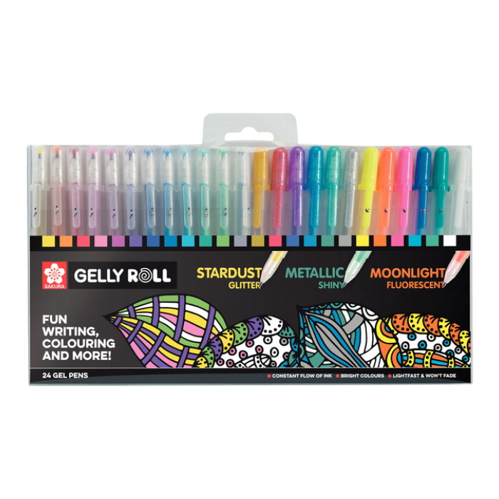 Gelschrijver Sakura Gelly Roll mix set à 24 kleuren