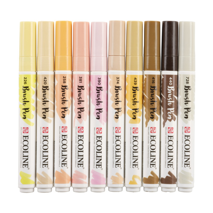 Brushpen Talens Ecoline set à 10 stuks huid