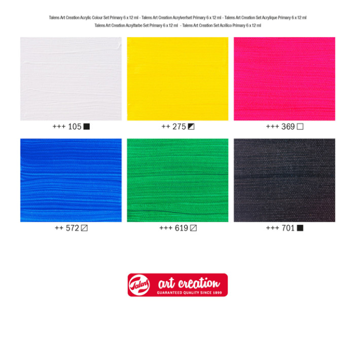 Acrylverf Talens Art Creation Primary 12ml set à 6 kleuren