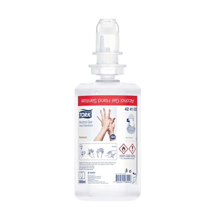 Handdesinfectie Tork S4 Premium alcoholgel ongeparfumeerd 1000 ml 424103