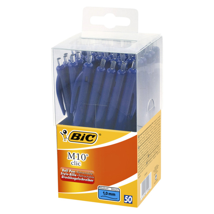 Balpen Bic M10 medium blauw in tubo verpakking