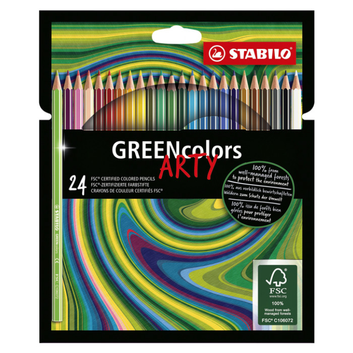 Kleurpotloden STABILO 6019 GREENcolors Arty assorti etui à 24 stuks