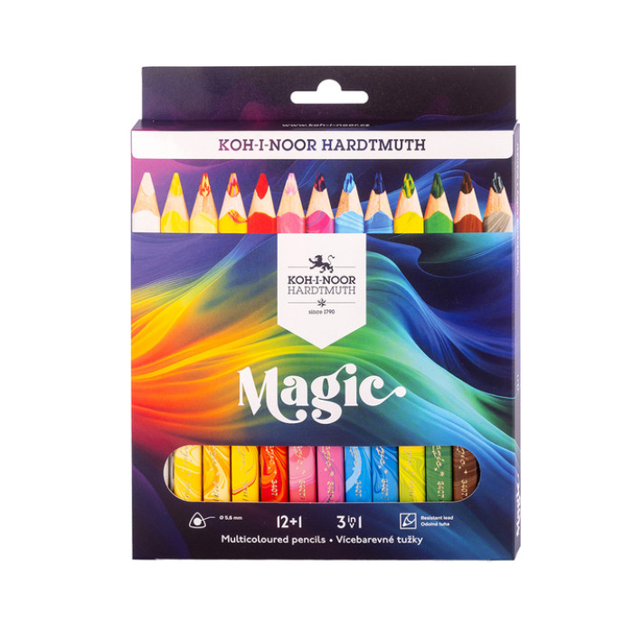 Kleurpotloden Koh-i-Noor Jumbo Magic doos 13 kleuren