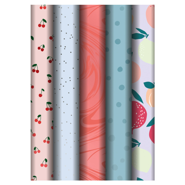 Inpakpapier Stewo Fresh Patterns 200x70cm assorti