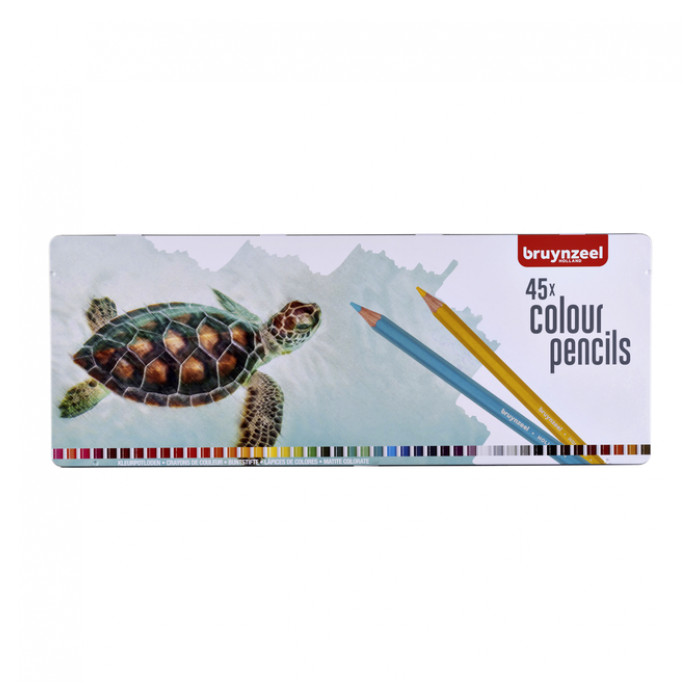 Kleurpotloden Bruynzeel schildpad blik à 45 stuks assorti