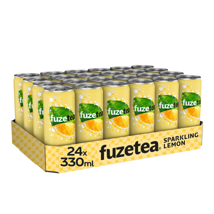 Frisdrank Fuze Tea Black Tea sparkling lemon blik 330ml