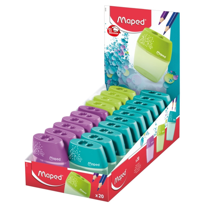 Puntenslijper Maped Shaker 2-gaats display à 20 stuks assorti