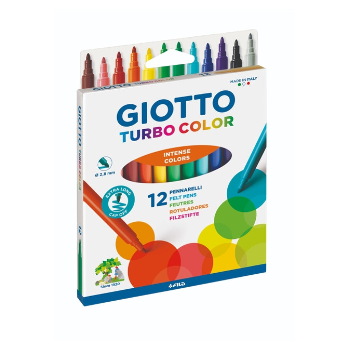 Viltstift Giotto Turbo Color set à 12 kleuren