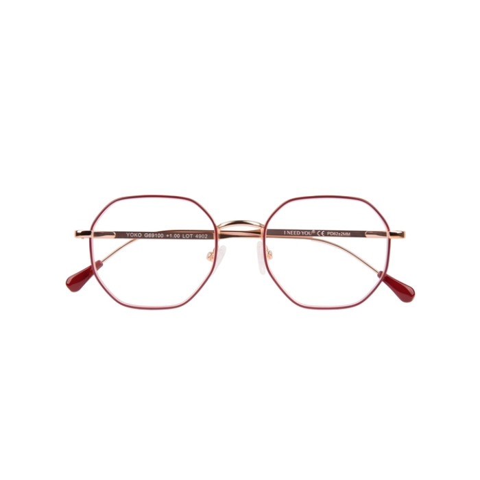 Leesbril I Need You +3.00 dpt Yoko rood-koper