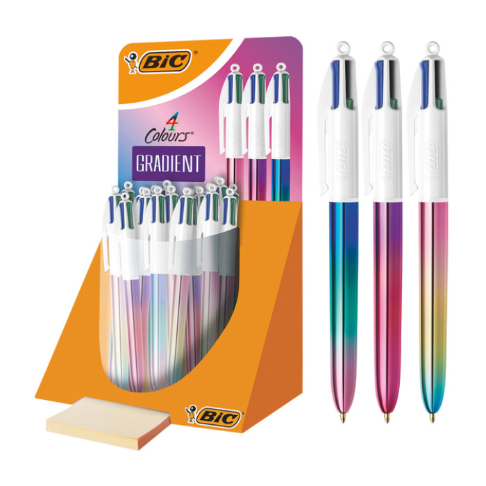 Balpen Bic 4kleuren gradient medium assorti