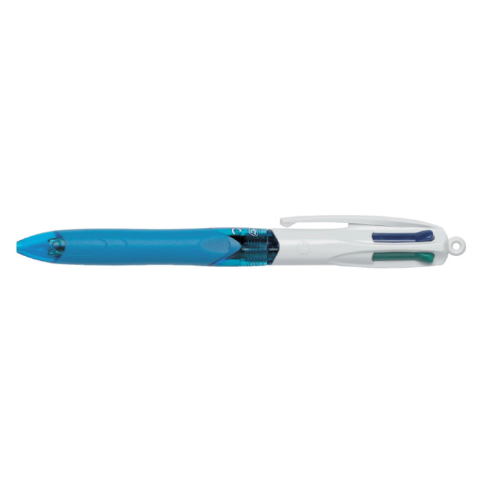Balpen Bic 4kleuren grip medium lichtblauw