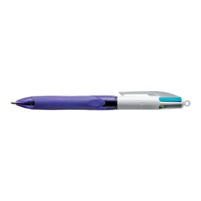 Balpen Bic 4kleuren grip fashion medium paars