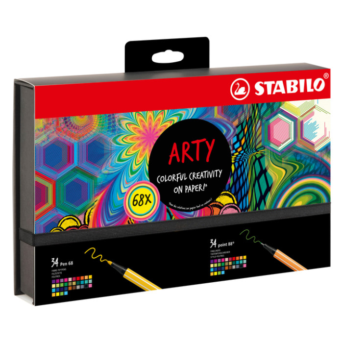 Fineliner STABILO point 88 & Pen 68  Arty creative assorti luxe box à 68 stuks