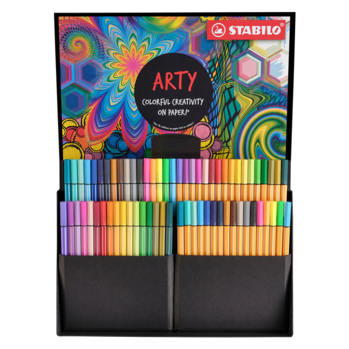 Fineliner STABILO point 88 & Pen 68  Arty creative assorti luxe box à 68 stuks