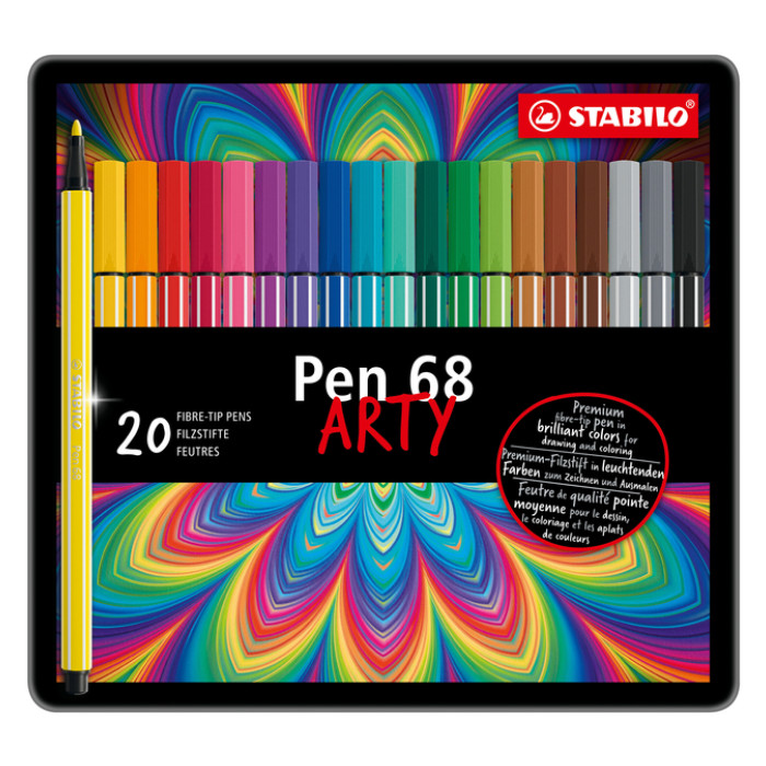 Viltstift STABILO Pen 68/20 Arty medium assorti blik à 20 stuks