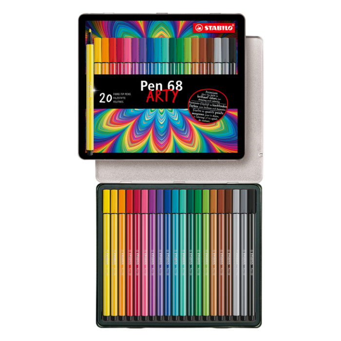Viltstift STABILO Pen 68/20 Arty medium assorti blik à 20 stuks