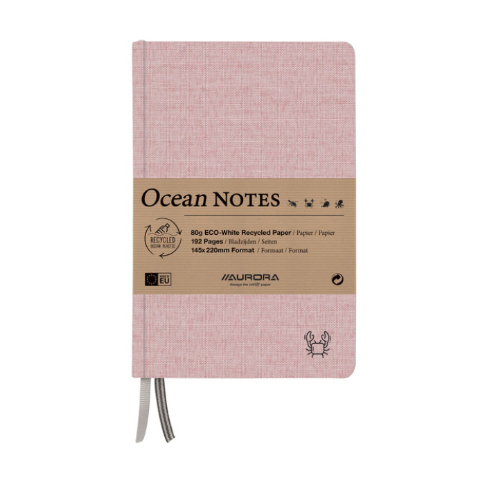 Notitieboek Aurora Ocean A5 192blz lijn 80gr linnenstructuur kaft rood