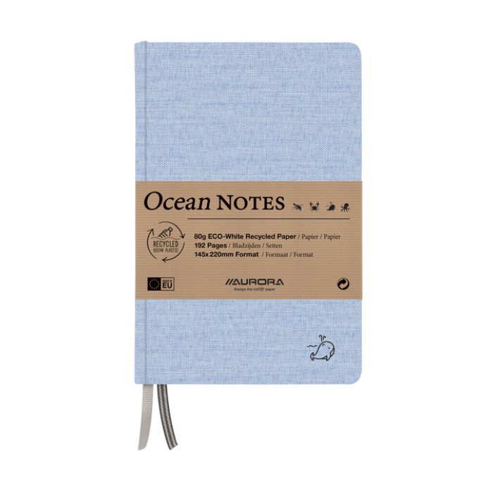 Notitieboek Aurora Ocean A5 192blz lijn 80gr linnenstructuur kaft blauw