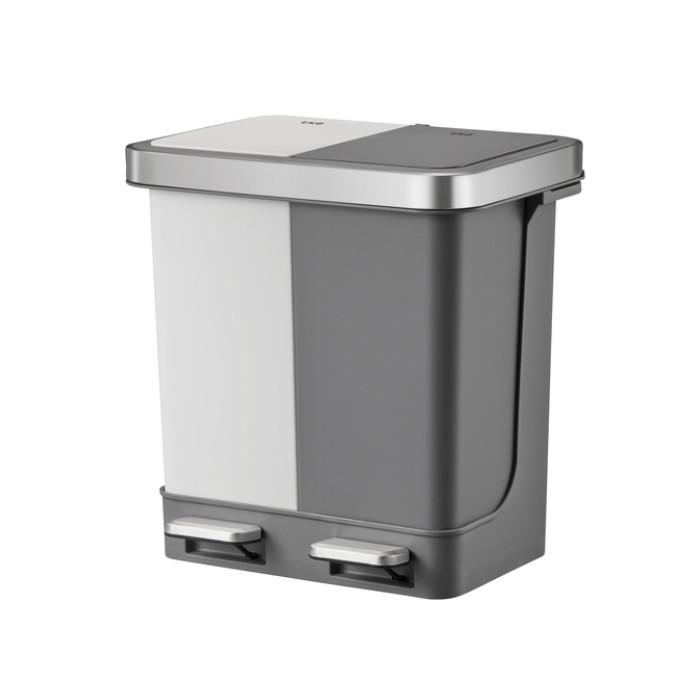 Pedaalemmer EKO Hana Duo Recycling 2x10 liter grijs wit