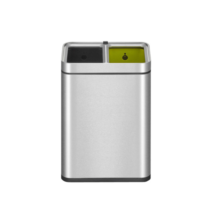Afvalbak EKO Laguna Slim met inwerpopening 2x10liter RVS