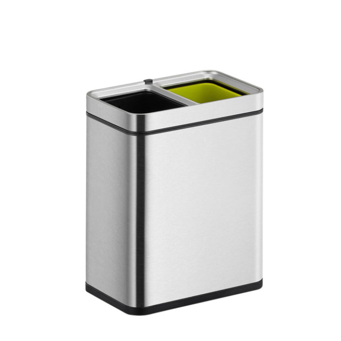 Afvalbak EKO Laguna Slim met inwerpopening 2x10liter RVS