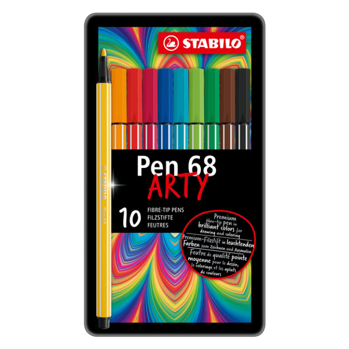 Viltstift STABILO Pen 68/10  Arty medium assorti blik à 10 stuks