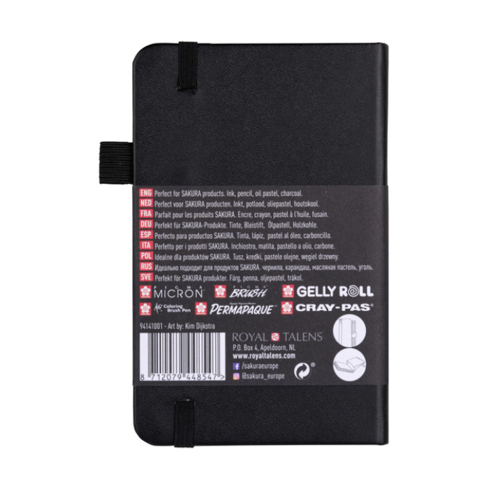 Schetsboek Sakura 80 zwarte vellen 140gr 90x140mm zwart