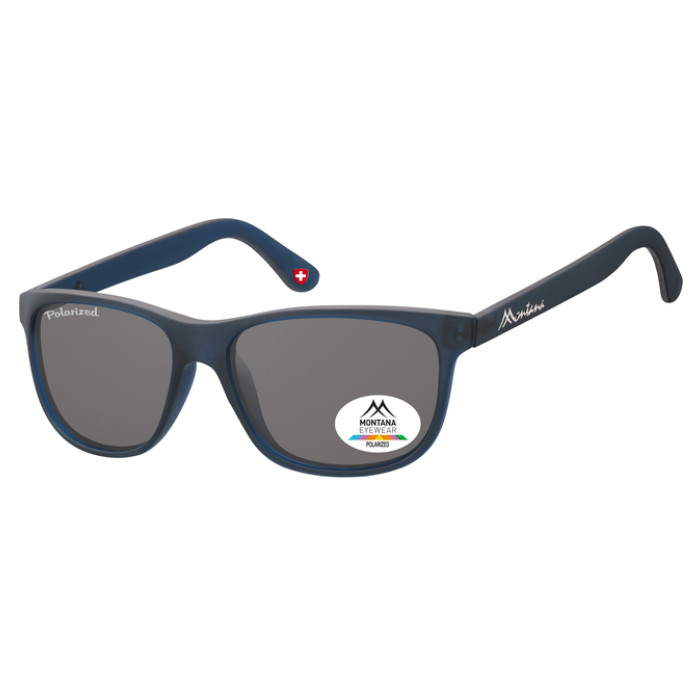 Zonnebril Montana met smoke gepolariseerd glas mat blauw