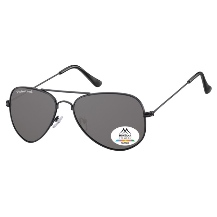 Zonnebril Montana met smoke gepolariseerd glas metaal zwart
