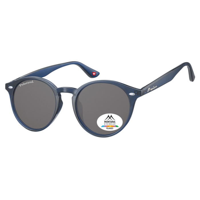 Zonnebril Montana met smoke gepolariseerd rond glas blauw