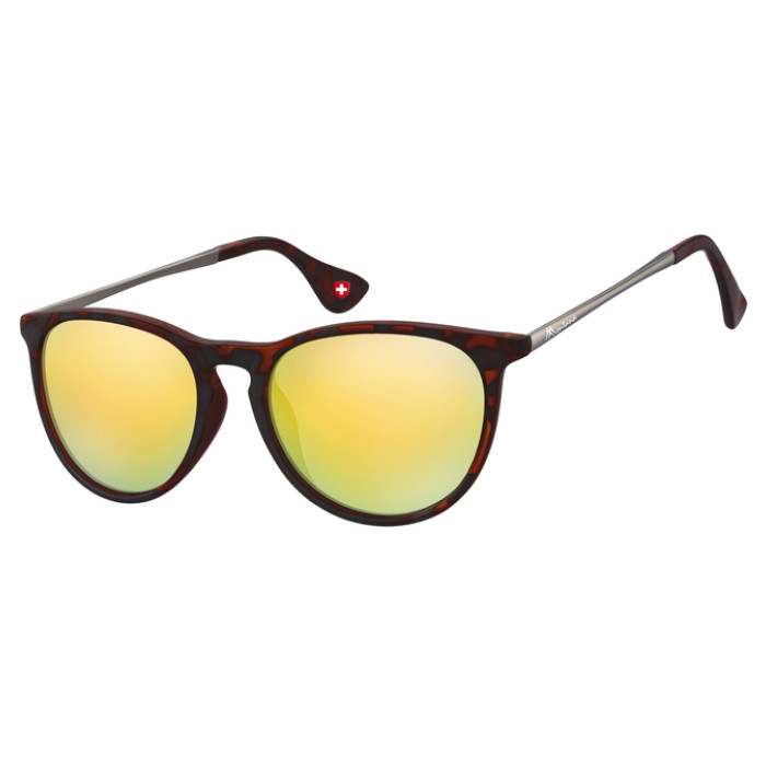Zonnebril Montana met Revo goud glas en metalen pootje mat turtle