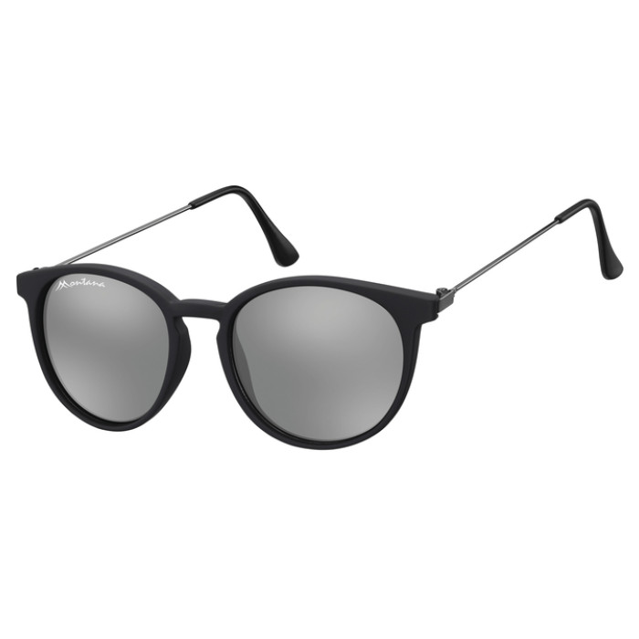 Zonnebril Montana met Revo rond spiegelglas mat zwart